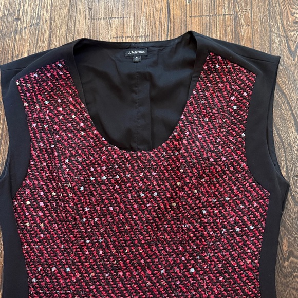 J. Peterman Most Flattering Tweed Dress Black Burgundy Classic Sheath Size 8 - Picture 5 of 7